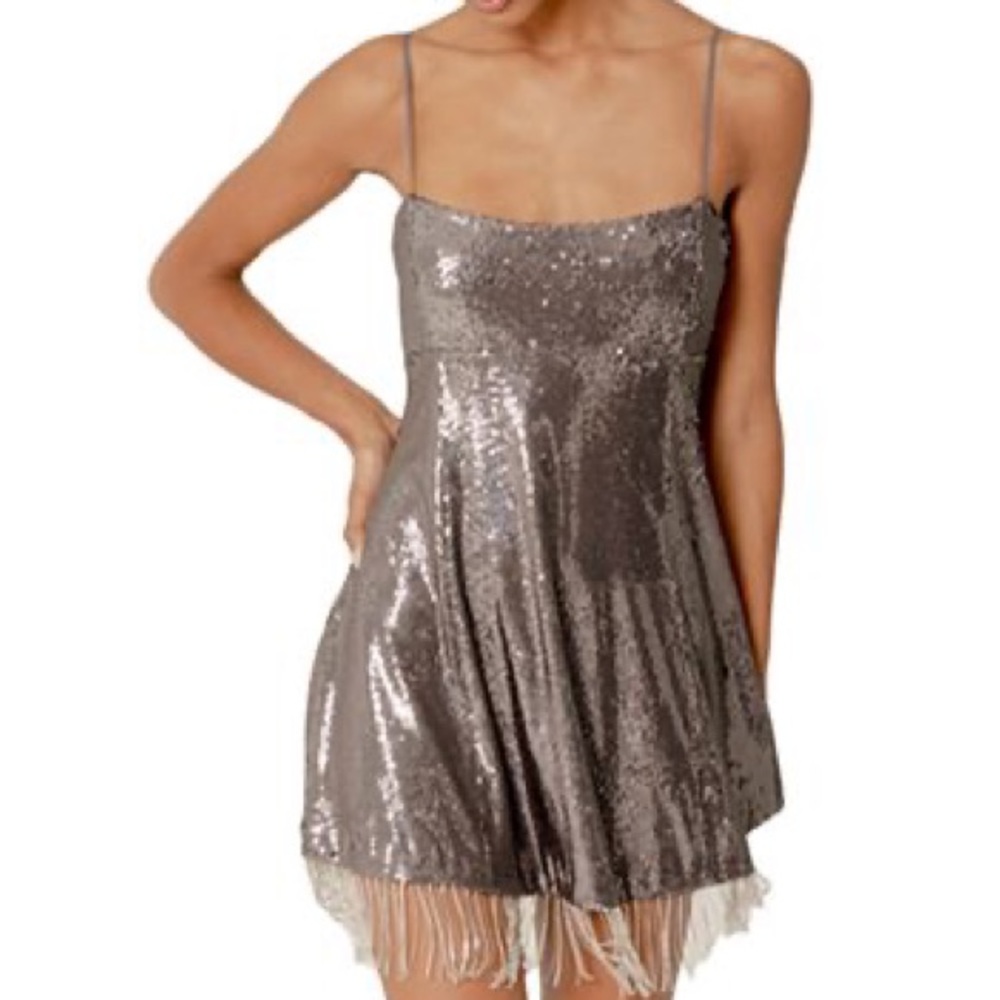 NWT NICHOLAS Isabella Sequin Dress in Gunmetal